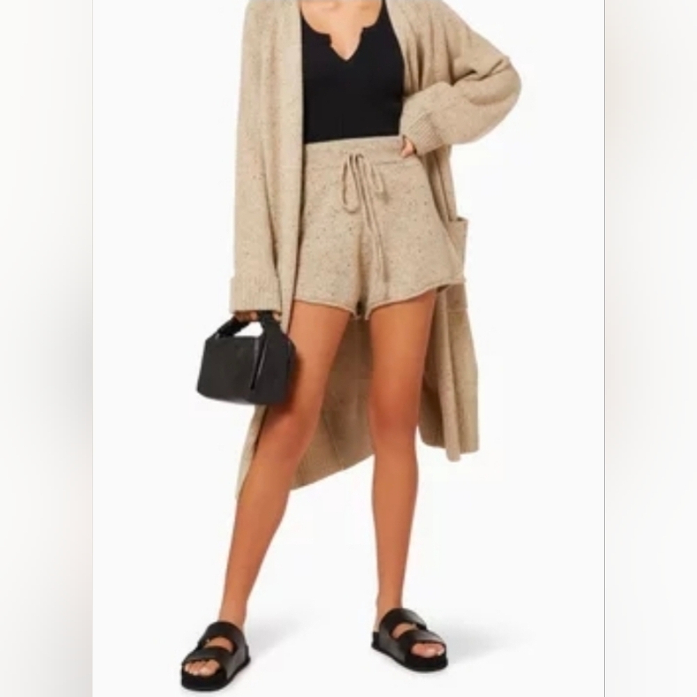 Shona Joy Knit Short Noelle Khaki Flecks Cozy Knot Womens Size Small